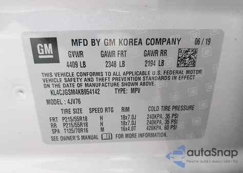 2019 Buick Encore Awd Essence from USA, damaged, VIN KL4CJGSM4KB954142